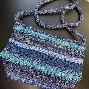 The Sak Navy & Teal Crochet Crossbody Bag